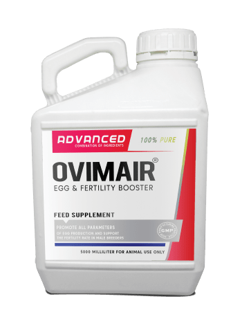 ovimair-5-liter عبوة من منتج أوفيمير تعمل على تحسين إنتاج البيض وجودته في دواجن البياض والأمهات وتساعد في تنشيط الكبد
